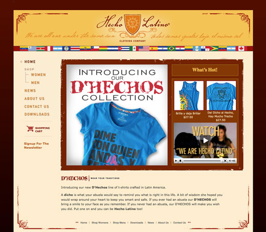 Hecho Latino Clothing Company Website